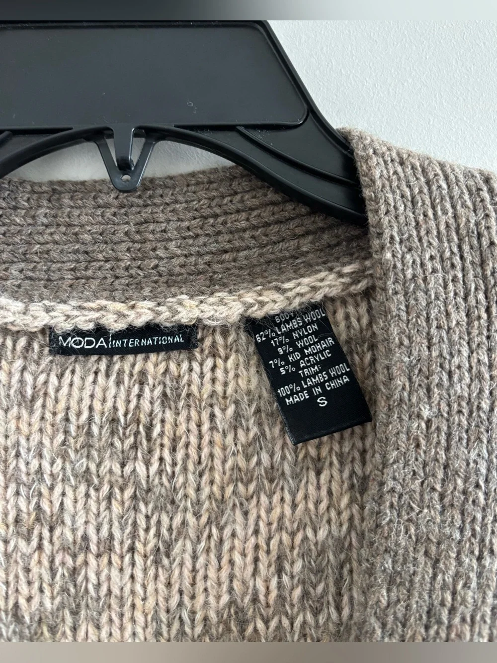 Y2K Moda International Cardigan Sweater Long Tan Wool Women S Preppy Granola 90s
